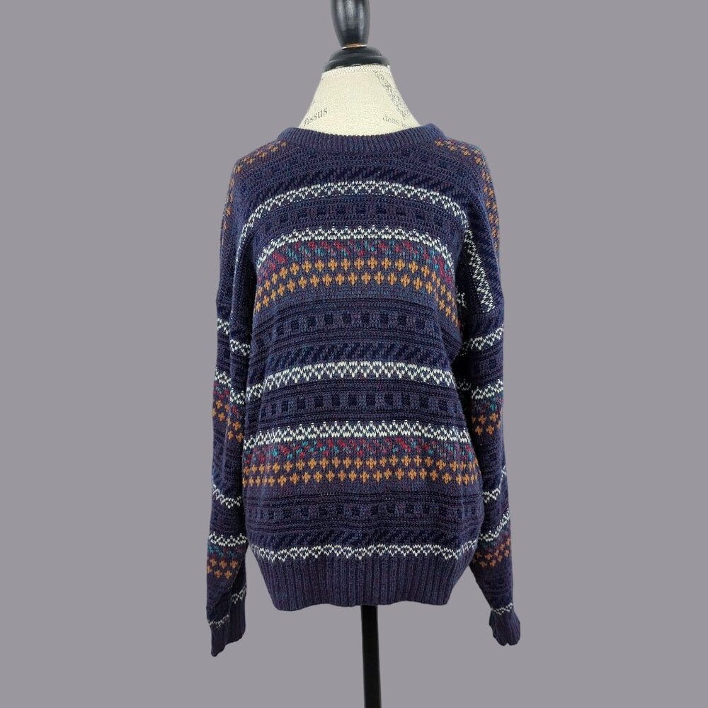 Vintage Nordic Knit Sweater Medium Purple Scandia